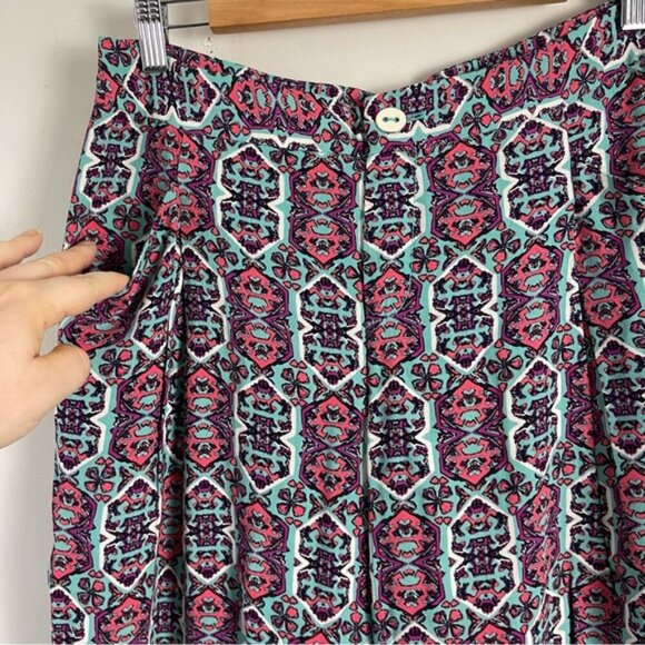 Anthropologie Elevenses Women's 4 Boho Printed Wide Leg Pants high rise flowy - Picture 11 of 13